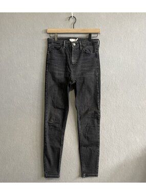 Topshop Jamie Black High-Waisted Skinny Jeans W26 L30 Stretch Denim